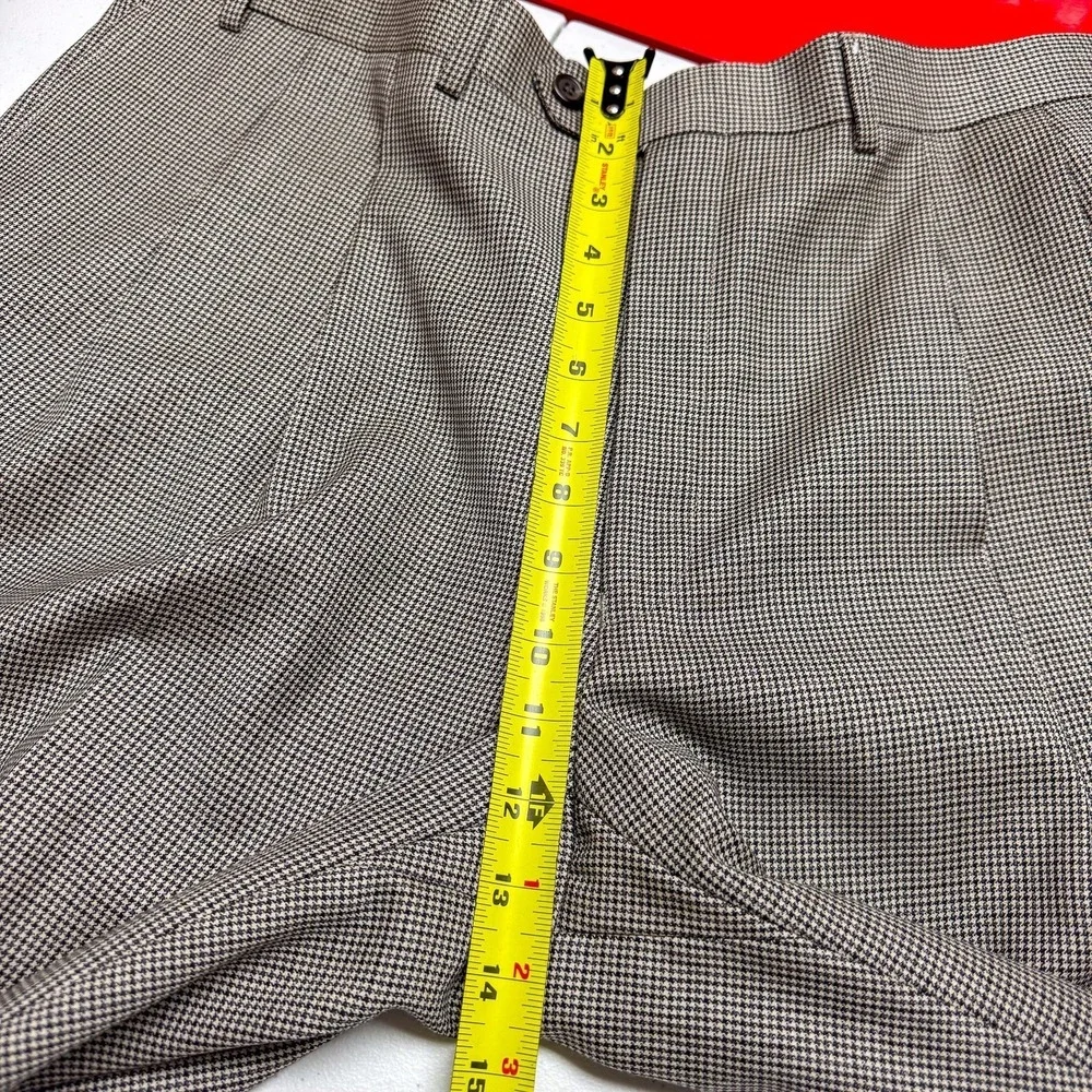 Lauren Ralph Lauren‎ Dress Pants Mens 40x30 Brown Check Wool Pleated Cuffed Work